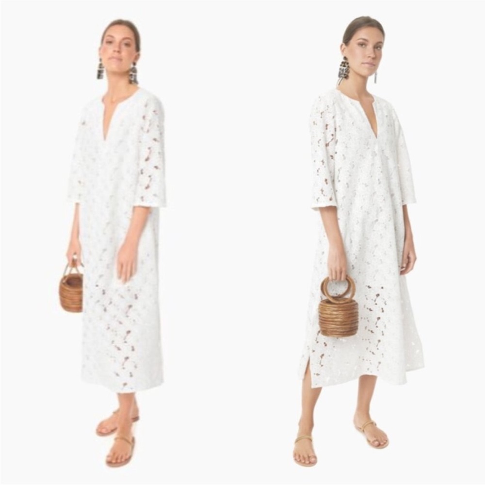 Tuckernuck | NEW Jamie V-Neck Lace Midi Dress in White Size S